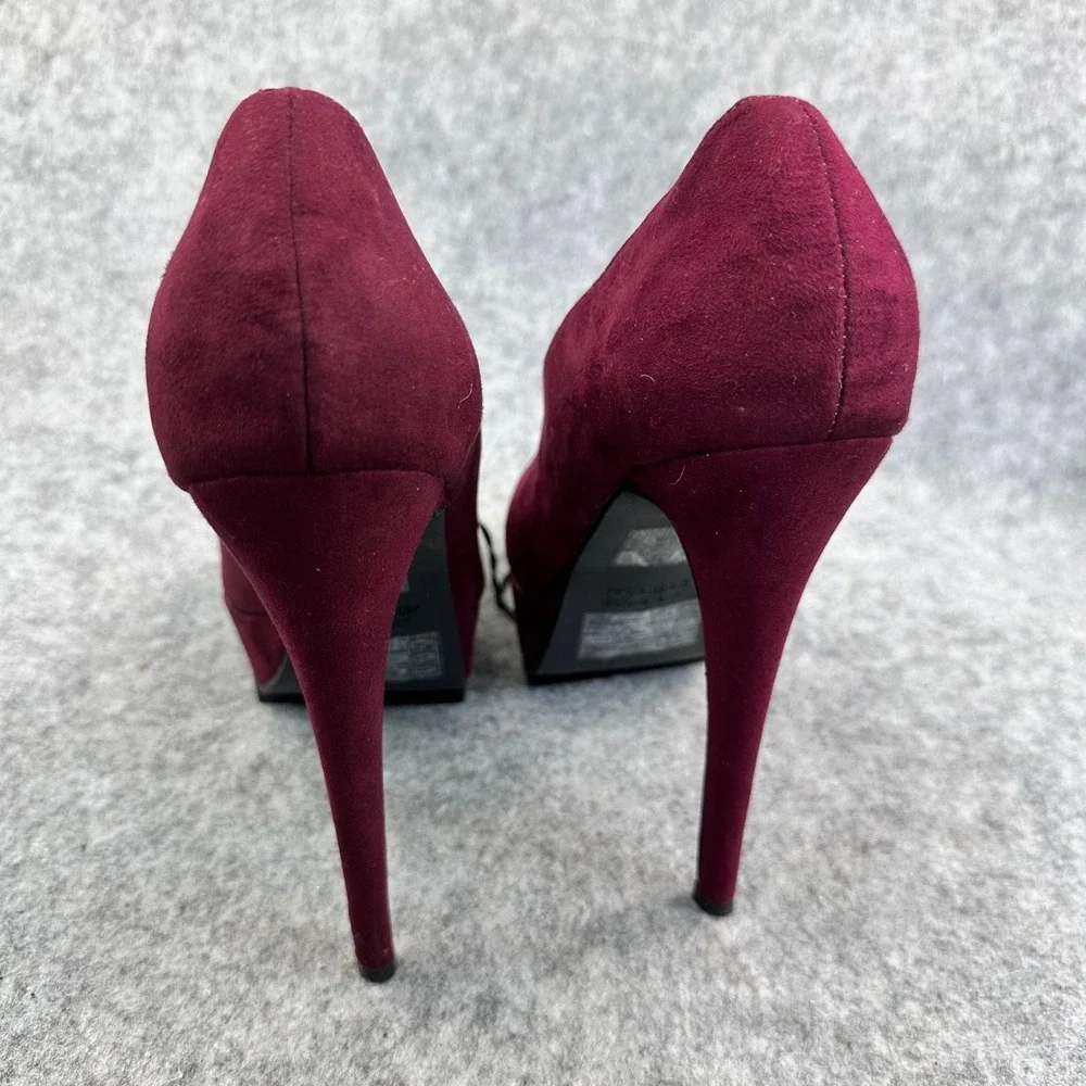 Forever 21 Womens Size 8.5 Heels Wine Faux Suede Peep Toe Platform Stilleto New